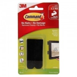 Command 17201BLK Medium Black Picture Hanging Strips - 4-Pack - Box of 6