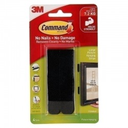 Command 17206BLK Large Black Picture Hanging Strips - Pack of 24
