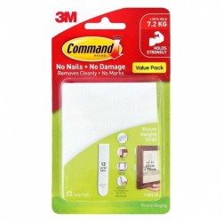 Command 17206-ES12 Large White Picture Hanging Strips Value 12-Pack - Box of 4