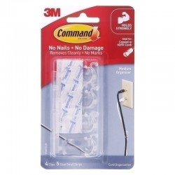 Command 17301CLR Medium Cord Organisers Clear - Pack of 24