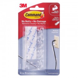 Command 17301CLR Medium Cord Organisers Clear - Pack of 24