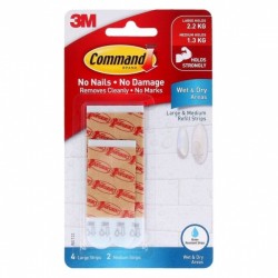 Command WET-22ES Medium & Large Wet & Dry Combo Refill Strips - Box of 6