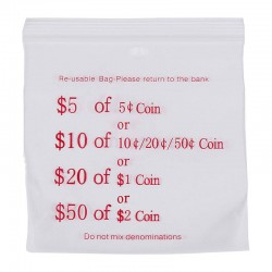 Cumberland Press Seal Coin Bags 60Mic 110 x 100 Clear / Red