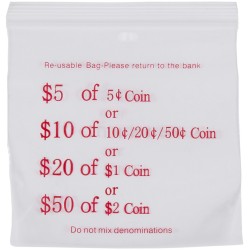 Cumberland Press Seal Coin Bags 60Mic 110 x 100 Clear / Red