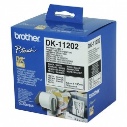 2 Pack Brother DK-11202 Black on White Die-Cut Shipping / Name Badge Label Roll - 62mm x 100mm, 300 Labels
