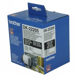 5 Pack Brother DK-22205 Black on White Continuous Paper Label Roll - 62mm x 30.48m
