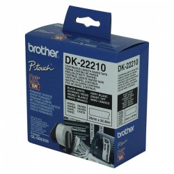 5 Pack Brother DK-22210 Black on White Continuous Paper Label Roll - 29mm x 30.48m