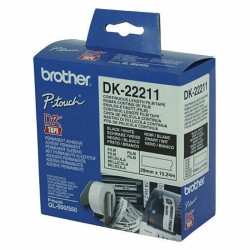 2 Pack Brother DK-22211 Black on White Continuous Film Label Roll - 29mm x 15.24m