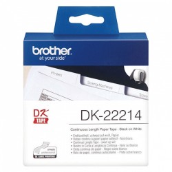 3 Pack Brother DK-22214 Black on White Continuous Paper Label Roll - 12mm x 30.48m