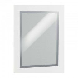 Durable Duraframe Self-Adhesive Sign Holder A3 Silver - Pack of 2