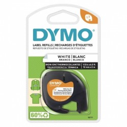 DYMO 18771 Black on White LetraTag Fabric Iron-On Label Tape - 12mm x 2m