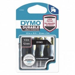 DYMO 1978365 White on Black Durable D1 Industrial Label Tape - 12mm x 3m