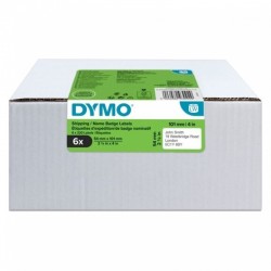 DYMO 2093092 Black on White Large Shipping / Name Badge Label Roll - 54mm x 101mm Label, 130 per Roll, 6 Rolls