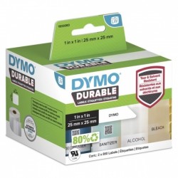 5 Pack DYMO 1933083 Black on White Durable LabelWriter Label Roll - 25mm x 25mm, 1700 Labels
