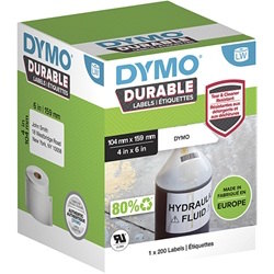 DYMO 2112287 LabelWriter Durable Multi Purpose Label Roll New Packaging - Black on White - 104mm x 159mm, 200 Labels per Roll, 1 Roll