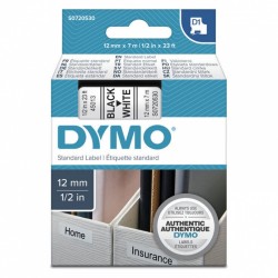 DYMO S0720530 Black on White D1 Label Tape - 12mm x 7m