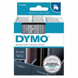 DYMO S0720600 White on Clear D1 Label Tape - 12mm x 7m