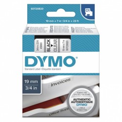 DYMO S0720820 Black on Clear D1 Label Tape - 19mm x 7m