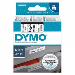 DYMO S0720830 Black on White D1 Label Tape - 19mm x 7m