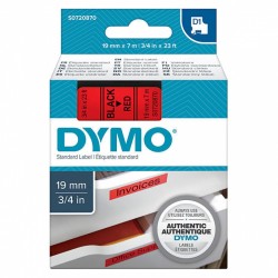 DYMO S0720870 Black on Red D1 Label Tape - 19mm x 7m