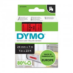 DYMO S0720970 Black on Red D1 Label Tape - 24mm x 7m