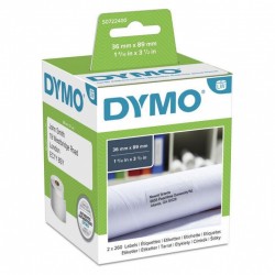 5 Pack DYMO S0722400 White Large Address Paper LabelWriter Label Roll - 36mm x 89mm, 520 Labels