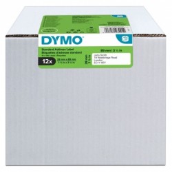 5 Pack DYMO 2093091 Black on White Standard Address Paper Label Tape - 28mm x 89mm Label, 130 Labels per Roll, 12 Rolls