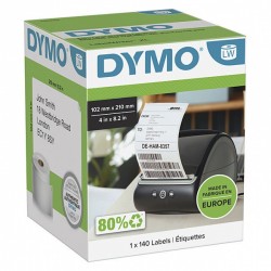 5 Pack Dymo 2166659 White Extra Large DHL Shipping LabelWriter Label Roll - 102mm x 210mm, 140 Labels per Roll, 1 Roll