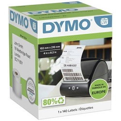 Dymo 2166659 White Extra Large DHL Shipping LabelWriter Label Roll - 102mm x 210mm, 140 Labels per Roll, 1 Roll