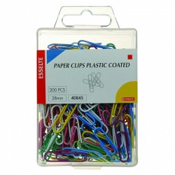 Esselte Paper Clip Plastic Coated 28mm Assorted Colours - Box of 200