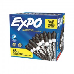 Expo Dry Erase Whiteboard Marker Chisel Black - Box of 36