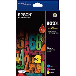 3 Pack Epson 802XL Genuine Value Pack