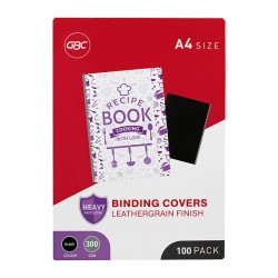 GBC A4 Back Binding Cover Leathergrain Black - Pack of 100
