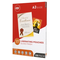 GBC A3 125mic Laminating Pouches - Pack of 100