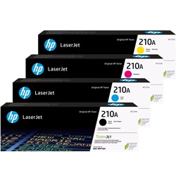 4 Pack HP 210A Genuine Toner Cartridges (W2100A-3A)
