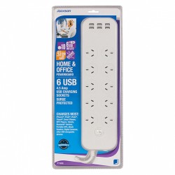 Jackson 10 Way 6 USB Powerboard 1m