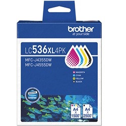 4 Pack Brother LC536XL Genuine Ink Cartridges