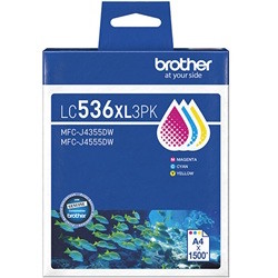 3 Pack Brother LC536XL Genuine Ink Cartridges