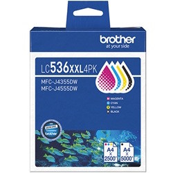 4 Pack Brother LC536XXL Genuine Ink Cartridges