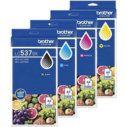 4 Pack Brother LC537 Genuine Ink Cartridges
