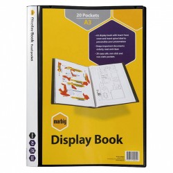 Marbig Non-Refill Display Book A3 20 Pocket Insert Cover Black