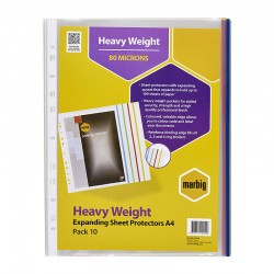 Marbig Sheet Protectors Heavy Weight A4 Expanding - Pack of 10