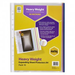 Marbig Sheet Protectors Heavy Weight A4 Expanding - Pack of 10