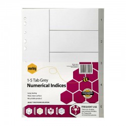Marbig Indices & Dividers 1-5 Tab PP A4 Grey