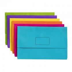 Marbig Slimpick Foolscap Document Wallet Bright Assorted Colours - Pack of 10