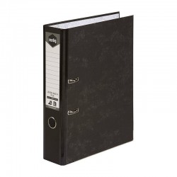 Marbig Lever Arch File Foolscap Reinforced Spine Black Mottle