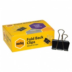 Marbig Fold Back Clips 50mm Box of 12