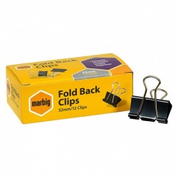 Marbig Fold Back Clips 32mm Box of 12