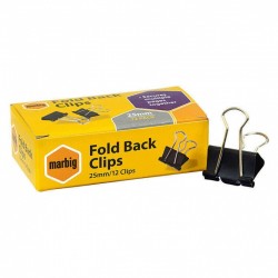 Marbig Fold Back Clips 25mm Box of 12