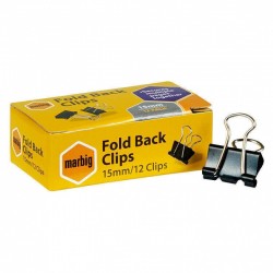Marbig Fold Back Clips 15mm Box of 12